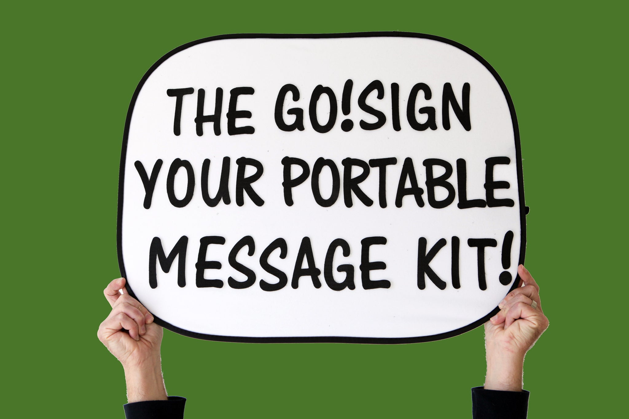 weatherproof reusable protest sign with hook-and-loop letters
