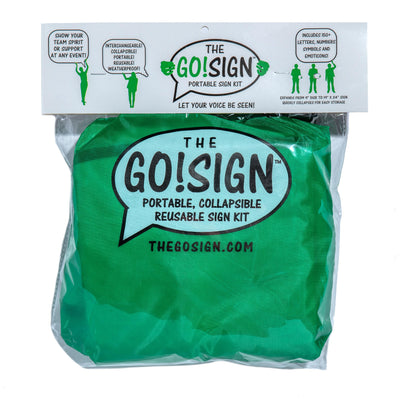 Weatherproof sign kit folded into compact disc shape