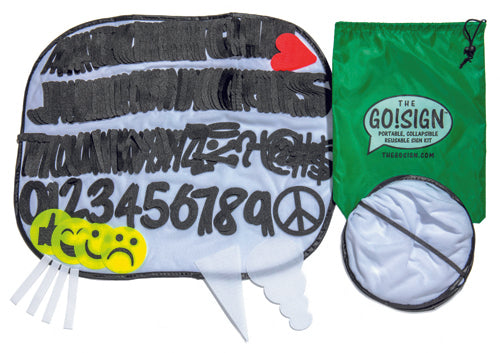 GO!SIGN kit contents including letters and carrying case